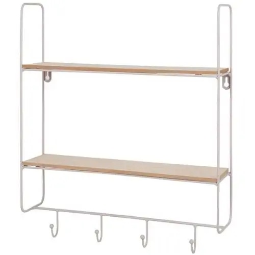 Бежево-серая настенная полка с крючками от Maisons du Monde