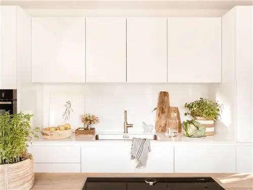 00511343 Белая кухня с гладкими фасадами шкафов