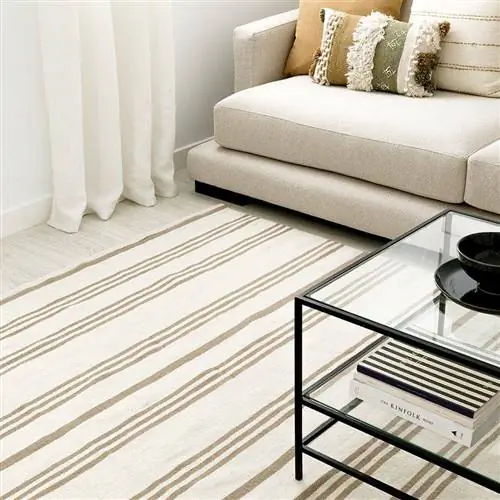 Большой бежевый ковер в белую полоску для гостиной от Kenay