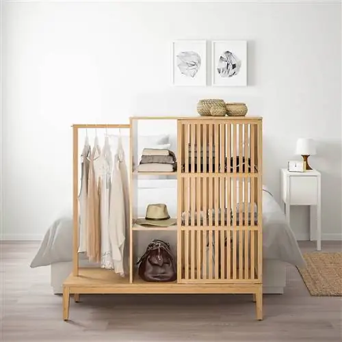 нордкиса-открытый-шкаф-раздвижная-дверь-бамбу ikea