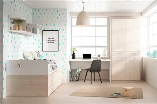 Молодежная спальня от El Corte Inglés с раскладной кроватью и соответствующим шкафом. Молодежная спальня от El Corte Inglés с раскладной кроватью и соответствующим шкафом.