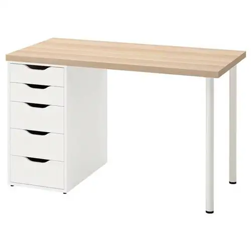 Стол IKEA Lagkapten с тумбой Alex белого цвета и дерева. Стол IKEA Lagkapten с тумбой Alex белого цвета и дерева.