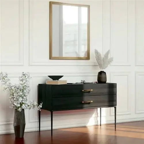 Прямоугольное зеркало Манон в золотой раме от Леруа Мерлен.