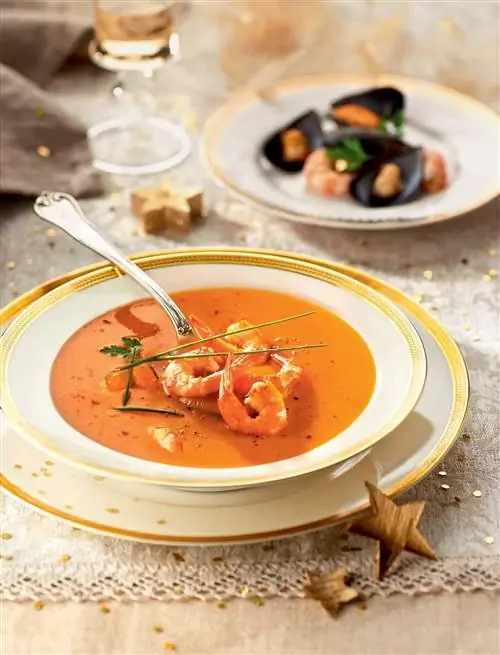 Рождественский крем из морепродуктов.