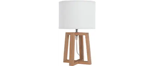 Настольная лампа с деревянным основанием и текстильным абажуром от Leroy Merlin