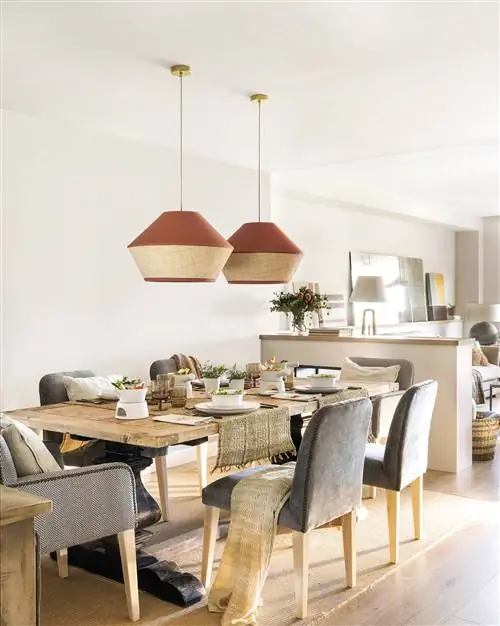 Столовая с двумя двухцветными светильниками_517094