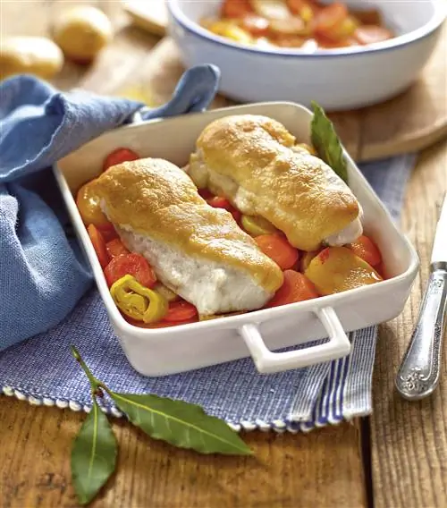 Хек с чесночным муслин.