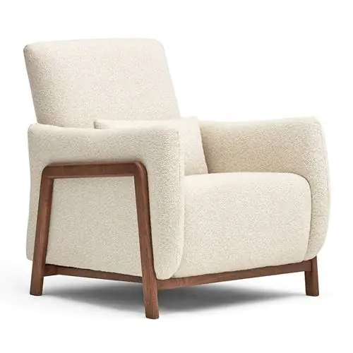 Кресло с натуральной фактурной тканью и деревянной структурой от El Corte Inglés.