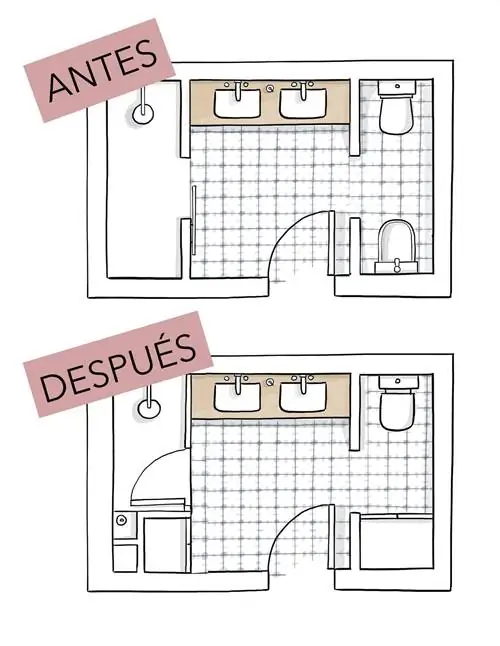 План ванной комнаты до и после демонтажа ванны и биде.