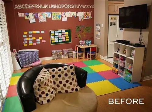 Игровая комната до ремонта братьями Скотт.