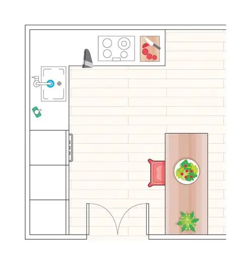 План открытой кухни с барной стойкой.