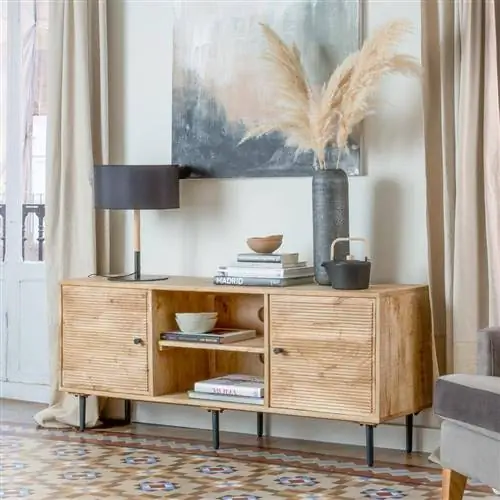 Тумба под ТВ из дерева и металла Mango с дверцами Banak.