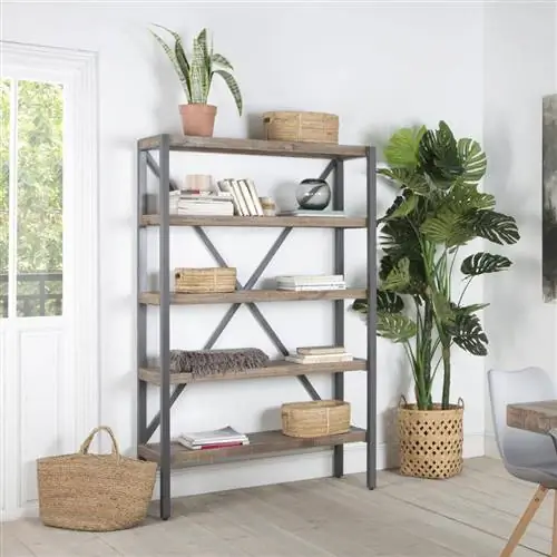 Полка Manila с металлической структурой и полками из дерева Banak.