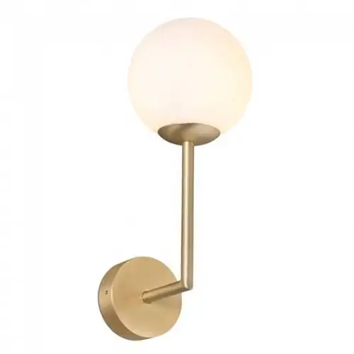 Золотистый настенный светильник для ванной комнаты с опаловым стеклом от Lamparas.