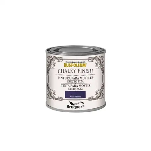 Меловая краска Bruguer насыщенного синего цвета.