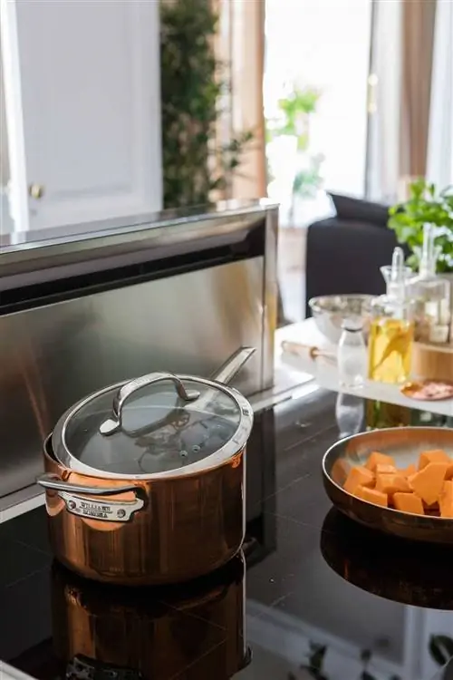 Деталь индукционной плиты со встроенной вытяжкой.