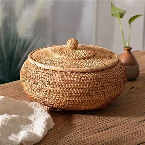 Круглая плетеная коробка с крышкой с Алиэкспресс.