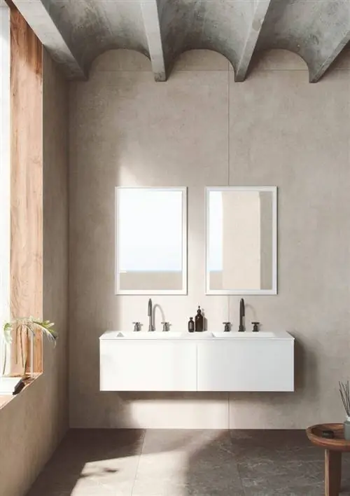Мебель Ner+Столешница серии Ner+Зеркало Cubik+Alluslate Materica Nut-Krion Porcelanosa