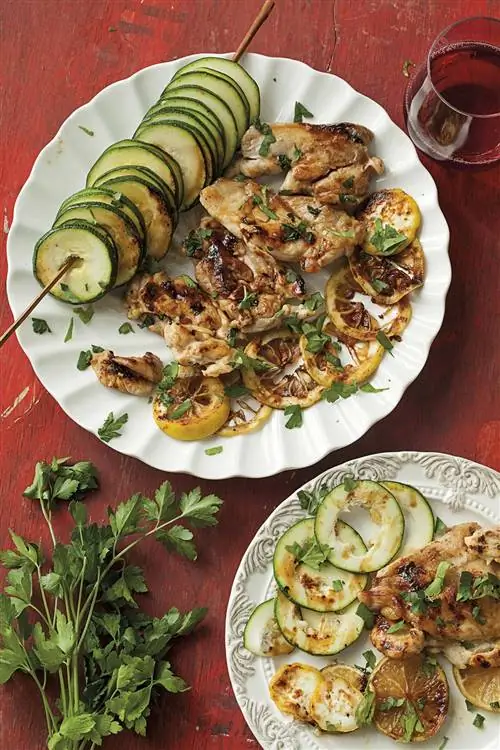 куриный шашлык из цукини и лимона