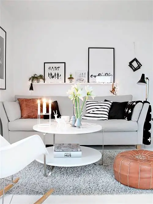 серо-белая гостиная