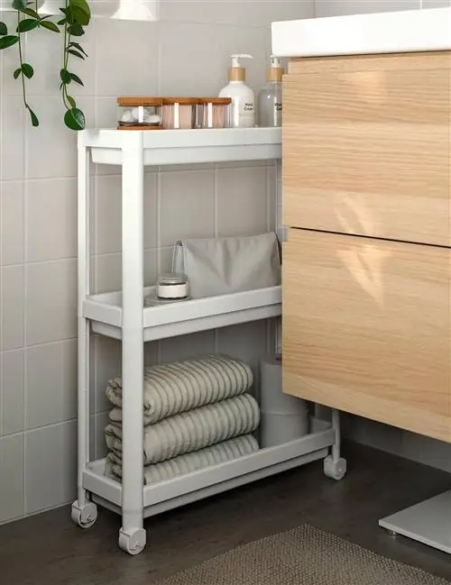 белая тележка для ванной из ikea
