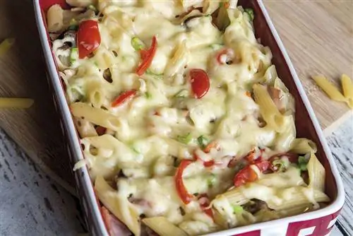 макароны и грибы с сыром