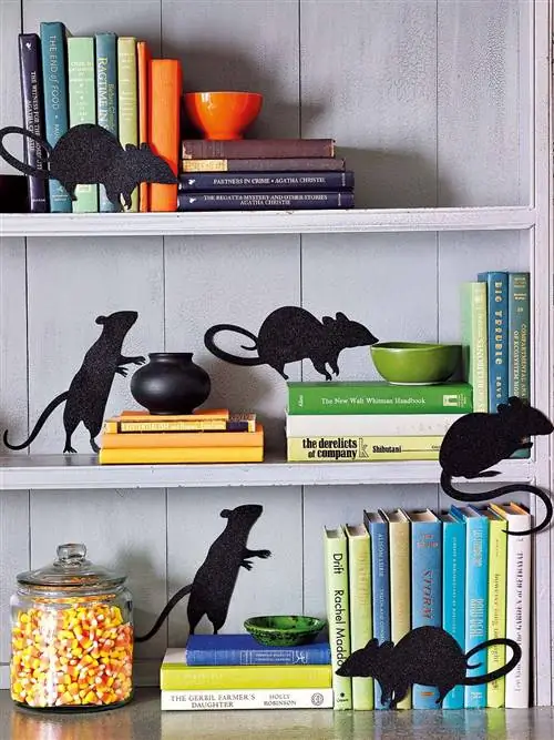 хэллоуин украсить полку мышами черный картонный силуэт