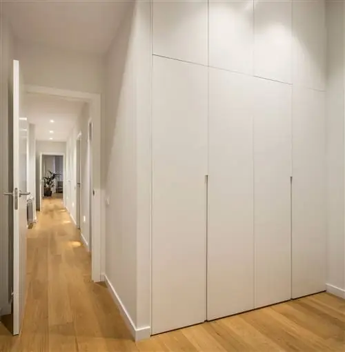 белые встроенные шкафы и вид на прихожую