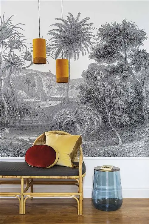 экзотическая квартира в мадридском зале с тропической фреской