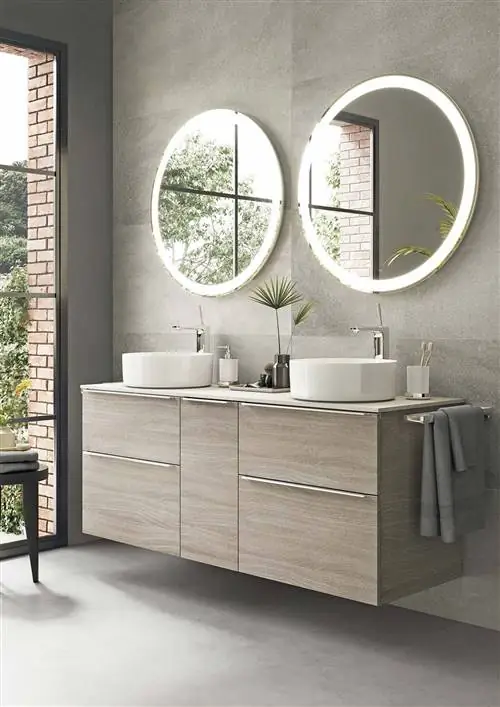 для тумбы под две раковины в сером цвете, модель storia