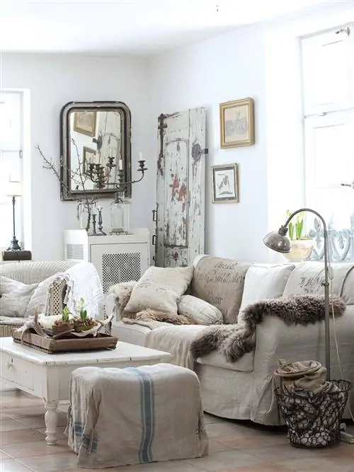 Винтажная гостиная в скандинавском декоративном стиле