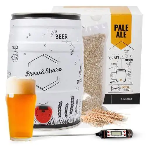 BNKR BEER Brew&Share | Набор для приготовления пива Pale Ale | Сделано в Испании | Ваше пиво за 2 недели. Пивоварение с солодом. Бочковая ферментация. Многоразовые материалы
