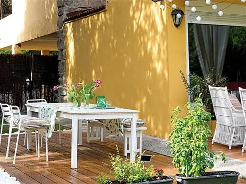 Недвижимость, Мебель, Стол, Патио, Желтый, Комната, Дизайн интерьера, Стена, Здание, Ресторан,