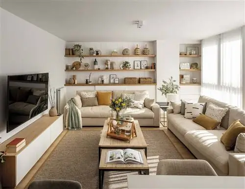 современная гостиная в светлых тонах