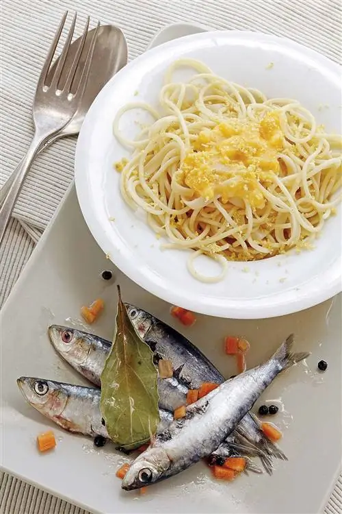 лимонная паста с маринованными сардинами