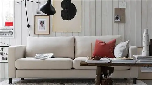 Кремовый льняной чехол на диван ИКЕА КАРЛСТАД