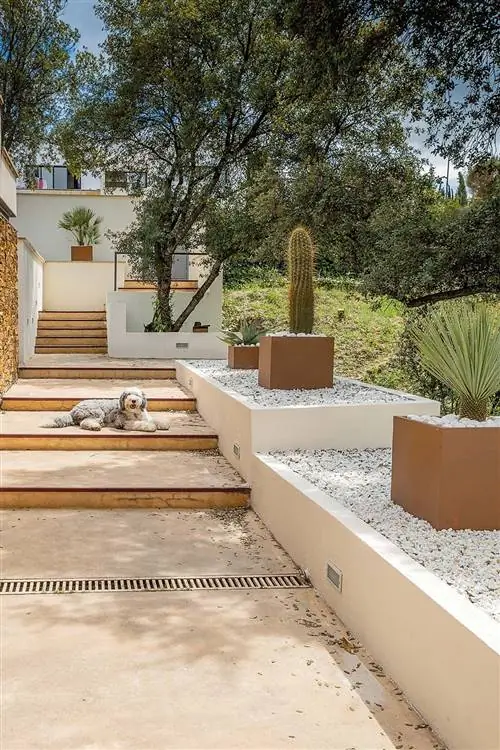 Вход в дом в окружении сада