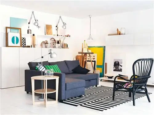 ИКЕА гостиная черный диван-кровать и кресло