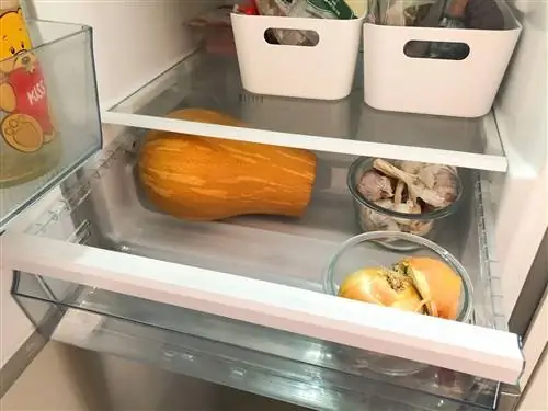 организованный холодильник с коробками и контейнерами