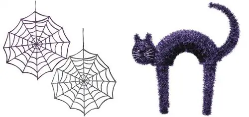 хэллоуинская паутина и мишурный кот