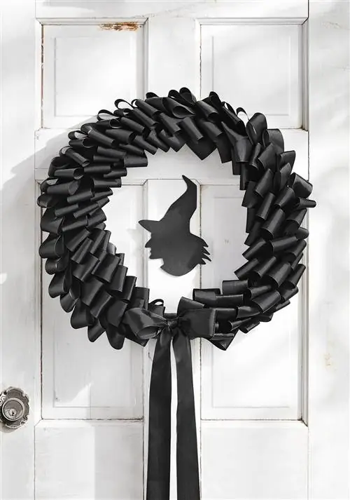 Хэллоуин черная тканевая корона с силуэтом ведьмы