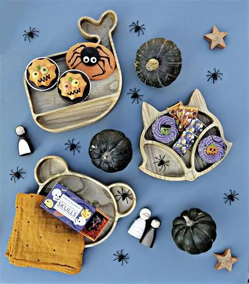 деревянные подносы для конфет на хэллоуин