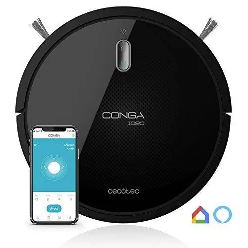 Робот-пылесос Cecotec Conga Series 1090 Connected. 1400 Па, совместимость с Alexa и Google Home, пылесос, подметание, чистка и швабра, специальная щетка для домашних животных, магнитная стена