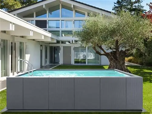 Недвижимость, дом, бассейн, здание, задний двор, архитектура, дом, трава, недвижимость, двор,