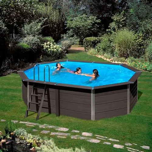 Бассейн, Досуг, Прямоугольник, Стол, Трава, Двор, Мебель, Плавательная машина, Двор,