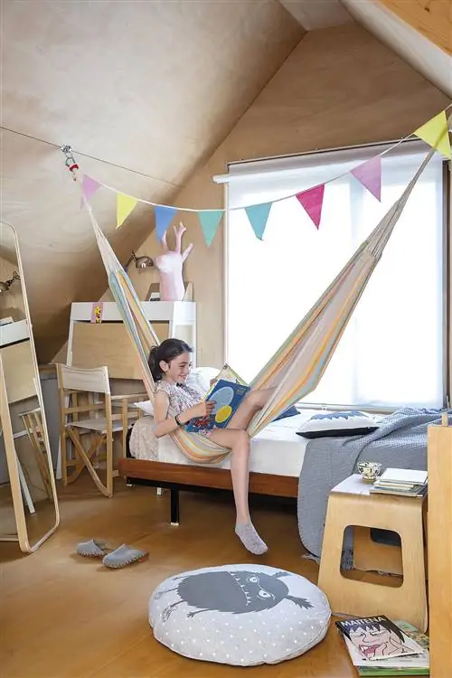 модульный дом с детской спальней и гамаком