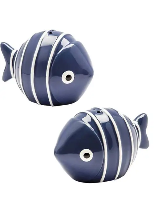 Солонка и перечница в форме голубой рыбы