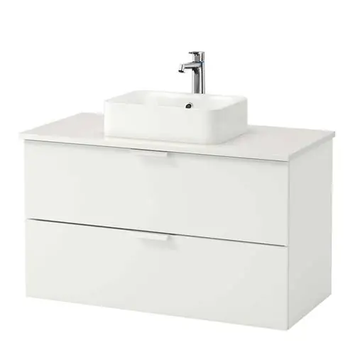 Белые тумбы под раковину с ящиками от ИКЕА