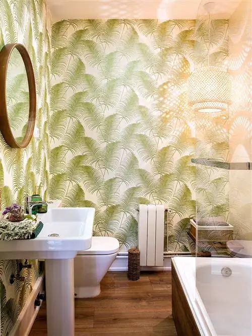 Комната, Занавеска для душа, Зеленый, Дизайн интерьера, Ванная, Стена, Обои, Недвижимость, Занавес, Этаж,
