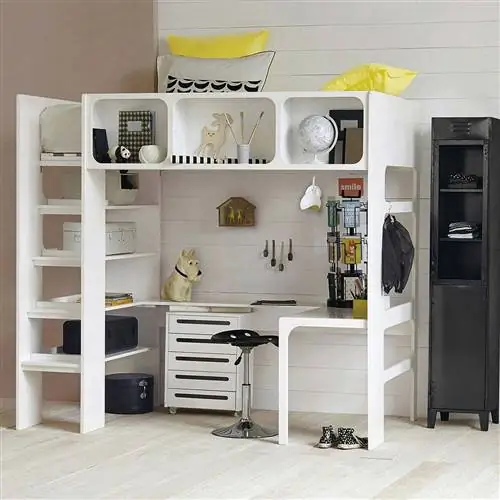 Молодежная спальня: двухъярусная кровать с письменным столом